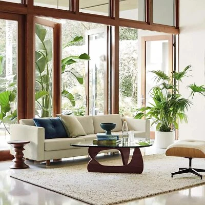 Noguchi Coffee Table Triangle Glass Top Premium Solid Hardwood Base Walnut USA - Image 1 of 4