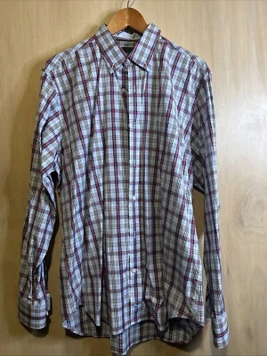 🦩Taylor Byrd Men's Long Sleeve Dress Shirt Size Xl Plaid Blue Pink Black🦩 - Image 1 of 4