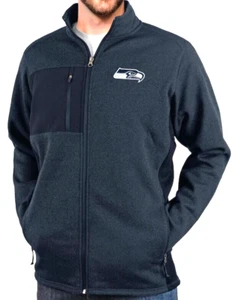 Chaqueta Seahawks Antigua Para Hombre Nido de Abeja Cremallera Completa en Azul Marino Brezo - Imagen 1 de 7