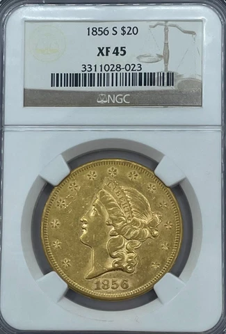 1856-S $20 Liberty Gold Coin, XF 45 NGC.! Cover