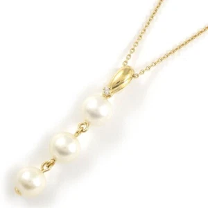 Collar TASAKI 3 perlas 1 diamante oro amarillo 750 (18K) - Imagen 1 de 9