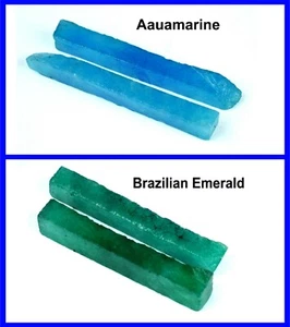 240 Kt/4 Stck. Natürlicher Brasilianischer Smaragd & Aquamarin Edelsteine Scheibe Grob Posten SQ227 - Bild 1 von 5