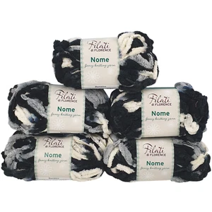New NOME Filati di Florence 10 Ply? Wool Yarn 100% Polyester 5 x 50g Black White - Bild 1 von 6