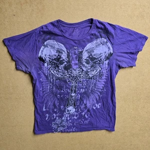 Maglietta Vintage Y2K Chimica Grande Afflizione AOP Viola Centro Commerciale Gotico Cyber - Foto 1 di 6