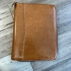 VTG Day-Timer Bourbon Brown Antique Calf Leather 7-Ring Planner Binder - Picture 1 of 20