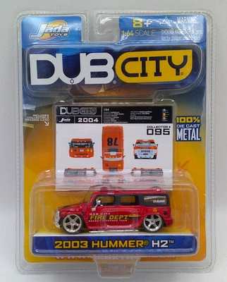 JADA Toys DUB CITY 2003 HUMMER H2 Fire Dept (RED) Collector # 095-Die Cast METAL - Image 1 of 3