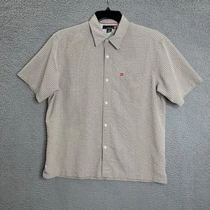 Quiksilver Hemd mit Knopfleiste Herren M beige kariert kurzarm polynosic Freizeit - Bild 1 von 13