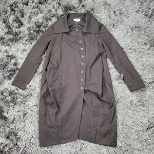 Gary Graham Trench Coat Womens 2 Brown Cotton Twill Button Rain Duster Pockets - Picture 1 of 20