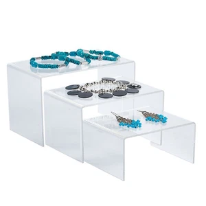 SSWBasics 4 inch Rectangular Nesting Clear Acrylic Display Risers - Acrylic - Picture 1 of 2