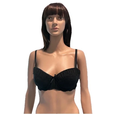 Sujetador Adore Me Negro Floral Encaje Push-Up Balconette 34D Sin Tirantes Convertible Nuevo con Etiquetas Foto 1 de 4