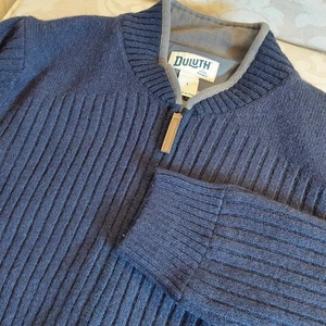 NEU! Duluth Trading Co. Herren Shetland Wolle winddicht Reißverschluss Pullover blau L $ 155 - Bild 1 von 12
