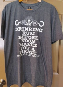 Pirate Skull Rum Alkohol T-Shirt Drinking Rum Before Noon Herren Gr. XL - Bild 1 von 6