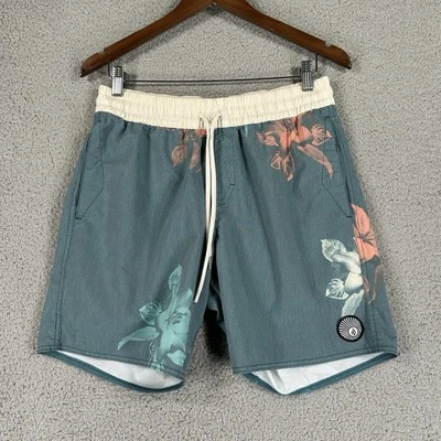 Volcom Board Shorts Size S Mens Blue Floral Slingers Swim Trunks Pool Party - Image 1 of 4