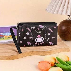 Bolso de Mano Compacto Sanrio Kuromi Nylon Negro Cierre con Cremallera Monedas Tarjetas Muñequera - Imagen 1 de 3