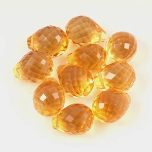 Lote corte briolette con forma de gotas facetadas de citrino dorado natural 19,9 quilates tamaño 8x6 mm - Imagen 1 de 3