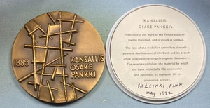 HÄIVÄOJA 1889 KANSALLIS OSAKE PANKKI MEDALLA DE BRONCE CULTO ALISEO! 1969 - Imagen 1 de 3