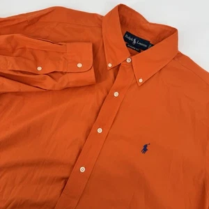 Ralph Lauren Men's Size Large Long Sleeve Button Down Shirt Orange Pony Logo - Picture 1 of 7