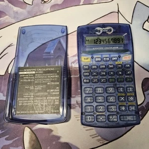 Calculadora Sharp EL-501W cubierta científica azul translúcido probada funcionando - Imagen 1 de 3