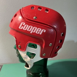 Vintage Cooper SK600 Red White Hockey Helmet w/ Chin Strap Curling Size Large L - Picture 1 of 14