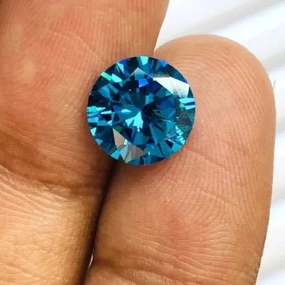 2 Ct Lab-Cearted Blue  Diamond Round Cut VVS1 D Grade Certified Stone - Image 1 of 4