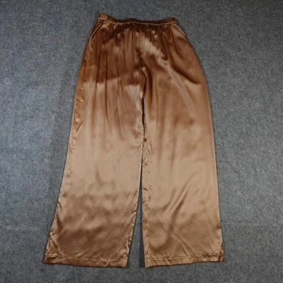 Reformation Pants Womens Medium Silk Straight Wide Leg Tan Brown Pull On Satin - Image 1 of 4