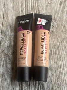 2 Pack - L'Oreal Infallible Total Cover Full Cover Foundation # 303 Nude Beige - Picture 1 of 2