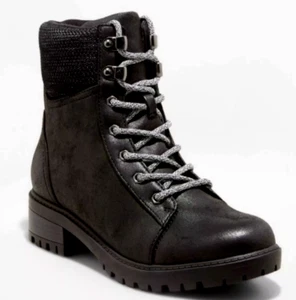 Universal Thread-Women's Black Lue lace-up combat memory foam boots - Picture 1 of 6