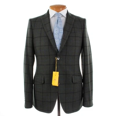 Abrigo deportivo Etro nuevo con etiquetas mezcla de lana talla 50L (40L EE. UU.) en verde con cuadros azules y negros Foto 1 de 4