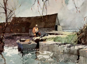 ROY MARTELL MASON - HUNTERS HAVEN - 17x22 Sporting Art Print DUCK HUNTING - Picture 1 of 2