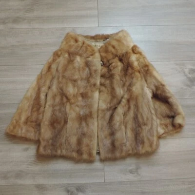 Estola de piel de visón marrón claro vintage de los años 50 novia boda visón envoltura capelet Rich's Foto 1 de 4