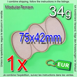 1x MDF Movement Tray 1x3 75x42mm 42x75mm Oval Bases Warhammer Age Of Sigmar 40k - Imagen 1 de 9