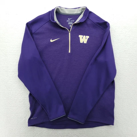 Washington Huskies Mens Sweater Large Purple 1/4 Zip Pullover College Sweatshirt Cover