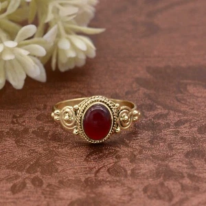 Garnet Ring Brass Women Ring Promise Engagement Ring Handmade Gift For Mother - Picture 1 of 6