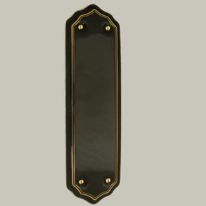 Ceramic Door Finger Plate Black Double Goldline Design (Each) - Picture 1 of 3