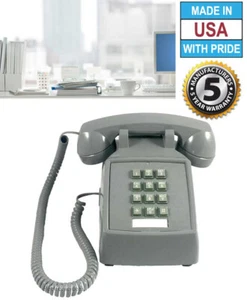 RETRO SCHIEFERGRAU/GRAU DRUCKTASTEN TISCHTELEFON VINTAGE STIL SCHNURGEBUNDEN TELEFON - Bild 1 von 2
