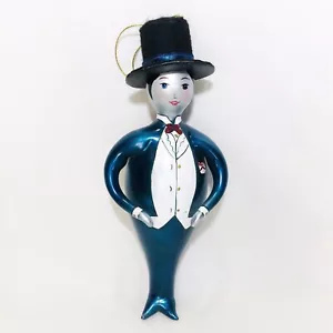 De Carlini Blown Glass Christmas Ornament Gentleman Tuxedo Top Hat Italy READ - Picture 1 of 9