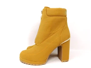 Botas para mujer DKNY botines con plataforma color tostado cremallera tacón bloque 4,5" acento dorado - Imagen 1 de 20