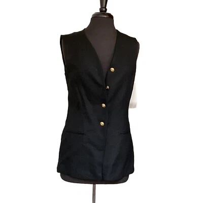 Chaleco Chaleco Coleccionable Dorado por Giorgio Sant Angelo Negro Mezcla Lino Talla S Foto 1 de 4