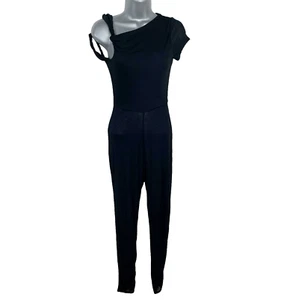 Snap Apparel Jumpsuit Black Skinny Leg Twist Strap Women’s UK Size 8 - Picture 1 of 7