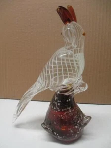 Murano Style Gold Brown Blown Glass Parrot Bird Cockatoo Figurine 9" Tall - Picture 1 of 1