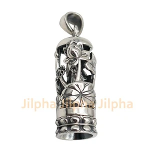 Colgante de filigrana de loto Buda Guanyin vintage de plata esterlina A5326 - Imagen 1 de 11