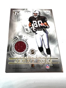 2001 TITANIUM OAKLAND RAIDERS JERRY RICE x TIM BROWN COMBO RELIC