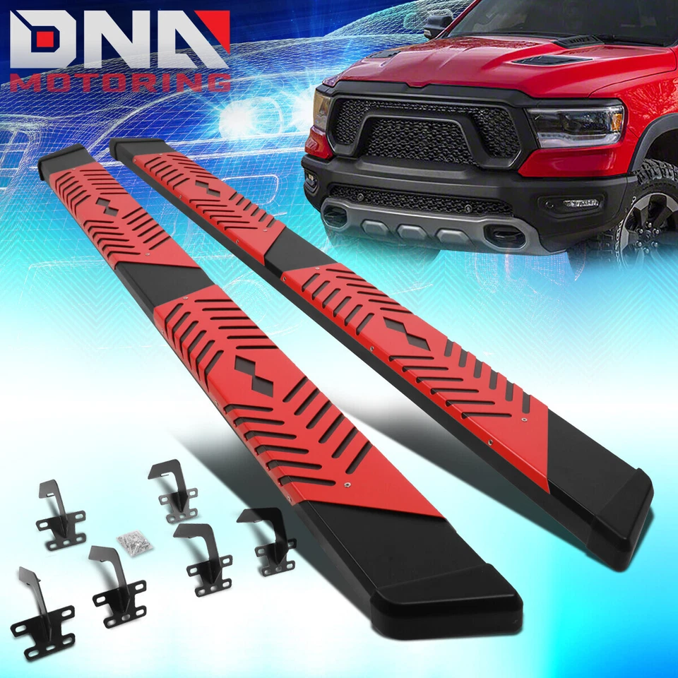 For 2019-2022 Ram 1500 Crew Cab 5.5" Side Step Nerf Bar Running Board Black/Red - Image 1 of 4