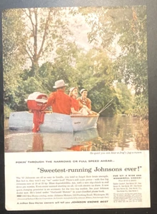 Johnson Outboard Motors Sea Horse People Fishing Waukegan Illinois 1957 Print Ad - Picture 1 of 2