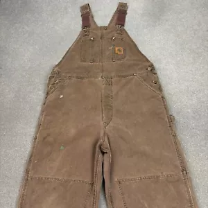 Carhartt Dungarees Adult 38x32 Brown Overalls Quilted Duck Bib Double Knee Mens - Picture 1 of 12