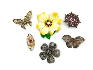 Lote de 6 broches prendedores vintage (uno 12KGF) - Imagen 1 de 4