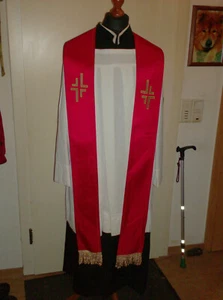  Überstola, rot, mit Goldbouillonfranzen - Bild 1 von 3