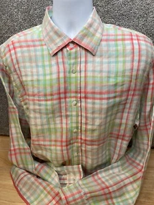 Report Collection Mens Shirt Large Colorful Long Sleeve Button Down 100% Linen - Picture 1 of 13