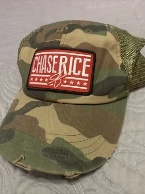 Chase Rice Camo trucker Hat distressed adjustable cap lid - Image 1 of 4