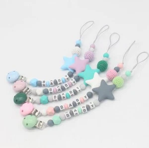 1x Baby Pacifier Clip Food Grade Silicone Beads Letter Baby Pacifier Chain Toys - Picture 1 of 10